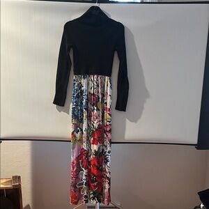 Anthropologie Black and Multicolor Long Sleeve Dress